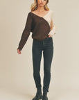 The Kari Two Tone Twist Back Sweater
