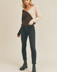The Kari Two Tone Twist Back Sweater