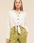 The Nita Tie Waist Button Up Top