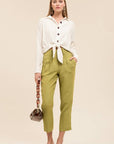The Nita Tie Waist Button Up Top