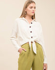 The Nita Tie Waist Button Up Top