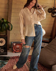 The Tiffani Twist Back Buttondown Top