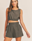 The Kaylee Linen Crop Top + Short Set - Sold Separately