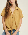 The Alycia Tie Front Gauze Top