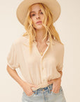 The Selena Puff Sleeve Button Up Top