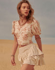 The Juniper Smocked Woven Crop Top