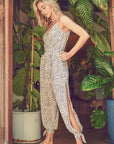 The Cheetah Print Tie-Ankle Jumpsuit