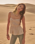 The Kacey Smocked Peplum Cami Top