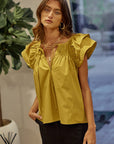 The Derica Ruffle Sleeve Top