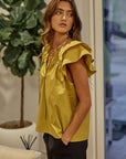 The Derica Ruffle Sleeve Top