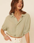 The Selena Puff Sleeve Button Up Top