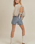 The Finley Gingham Open Back Blouse