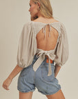 The Finley Gingham Open Back Blouse