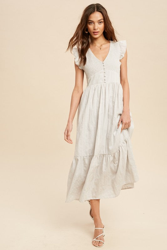 sophia smocked midi dress Madewell + Plus Sophia Smocked Midi Dress in Windowpane