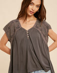 The Charlotte Embroidered Henley Top