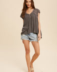 The Charlotte Embroidered Henley Top