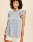 The Brianna Eyelet Lace Trim Top