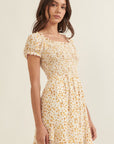 The Dawn Puff Sleeve Smocked Mini Dress
