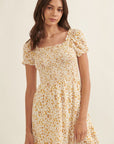 The Dawn Puff Sleeve Smocked Mini Dress