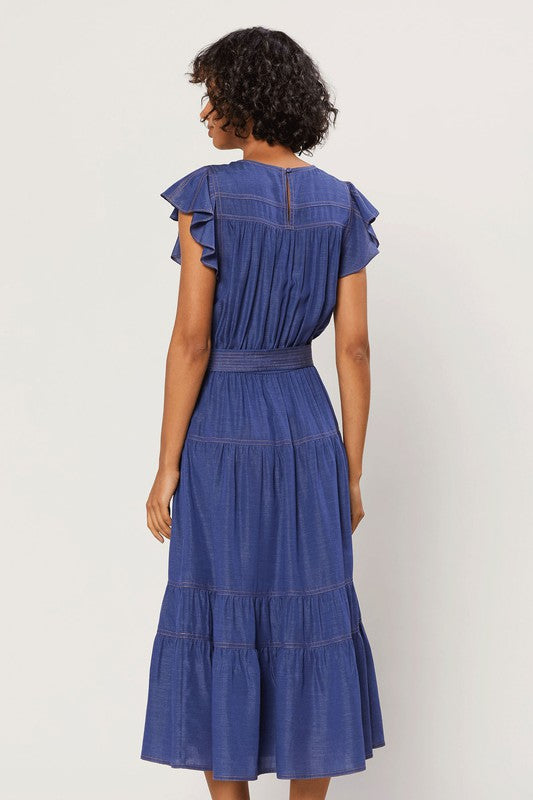 The Quinn Ruffle Sleeve Midi Dress by Current Air – Thread + Seed