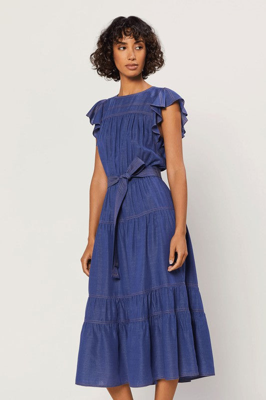 The Quinn Ruffle Sleeve Midi Dress by Current Air – Thread + Seed The Quinn Ruffle Sleeve Midi Dress by Current Air – Thread + Seed
