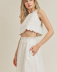 The Jesabel Scallop Top + Midi Skirt Set - Sold Seperately