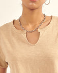The Veronika Slub Knit Split-Neck Tee