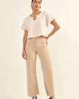 The Veronika Slub Knit Split-Neck Tee
