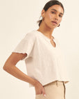 The Veronika Slub Knit Split-Neck Tee
