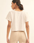 The Veronika Slub Knit Split-Neck Tee