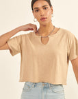 The Veronika Slub Knit Split-Neck Tee