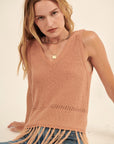 The Demi Crochet Fringe Tank Top