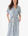 The Winry Denim Midi Shirt Dress