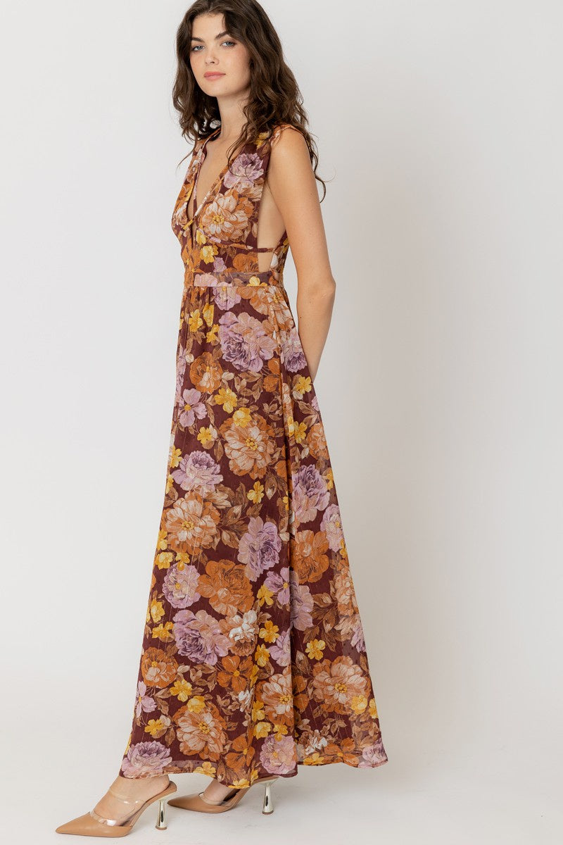 The Auburn Floral V-Neck Maxi Dress