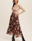 The Shania Floral Pleated Maxi Skirt