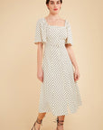 The Aiche Polka Dot Tie Back Dress by FRNCH