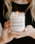 The Sweater Weather Soy Candle in Clear Jar by Sweet Water Decor