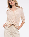 The Aitana Polka Dot Twisted Button Up Top