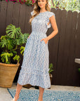 The Joelle Ruffle Print Midi Dress