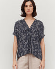 The Noelle Leaf Print Drapey Top