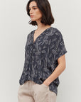 The Noelle Leaf Print Drapey Top