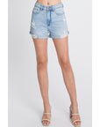 The Tina Light Wash High Rise Jean Shorts