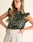 The Lillian Floral Flutter Sleeve Top