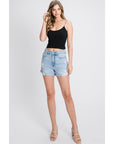The Tina Light Wash High Rise Jean Shorts