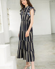 The Edna Striped Ruffle Sleeve Dress