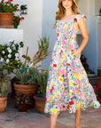 The Charlie Flower Print Smocked Midi Dress