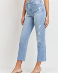 The Donnie Minimal Distressed Straight Jeans by Just Black Denim