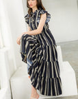 The Edna Striped Ruffle Sleeve Dress