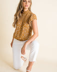 The Roselle Floral Print Smocked Top