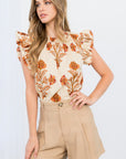 The Willow Printed Ruffle Sleeve Top